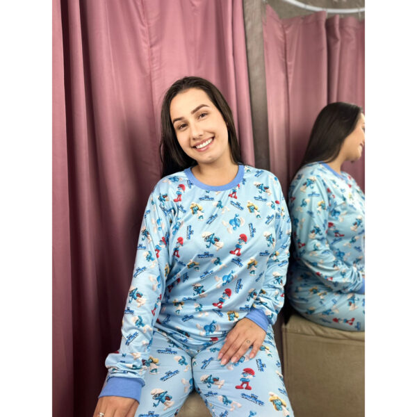 Pijama Smurfs Manga Longa