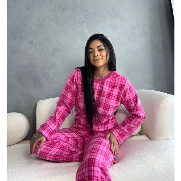 Pijama Adulto Microsoft Xadrez Rosa