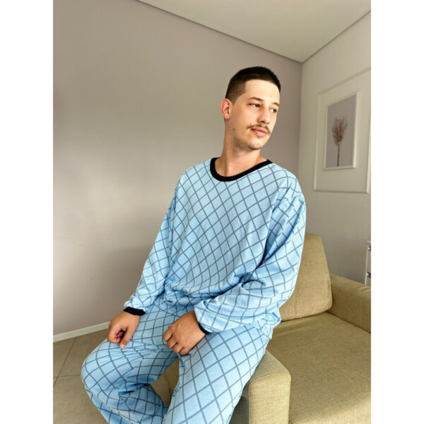 Pijama Manga Longa Moletinho Azul