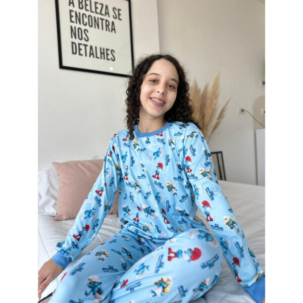 Pijama Manga Longa Infantil Smurfs