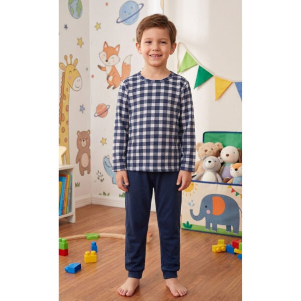 Conjunto Manga Longa Suede Azul