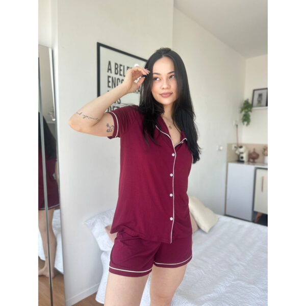 Pijama Americano Curto Bordô