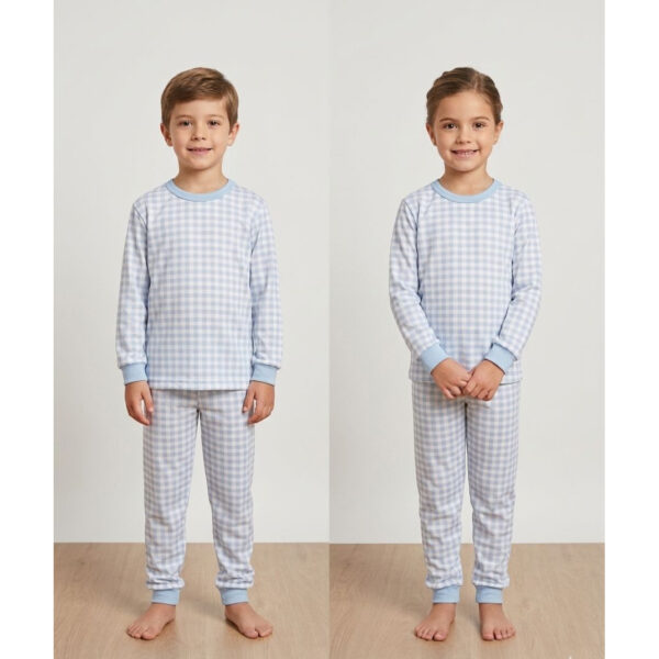 Pijama Manga Longa Suede Azul Bebê