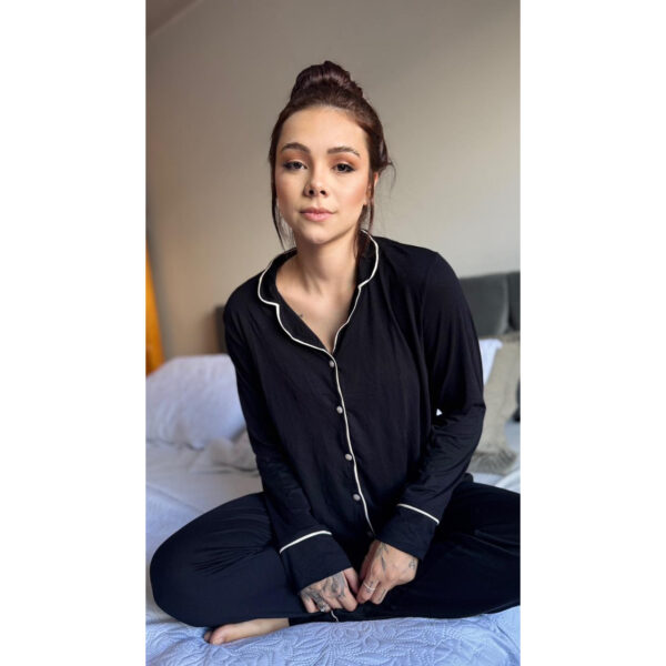 Pijama Manga Longa Americano Preto