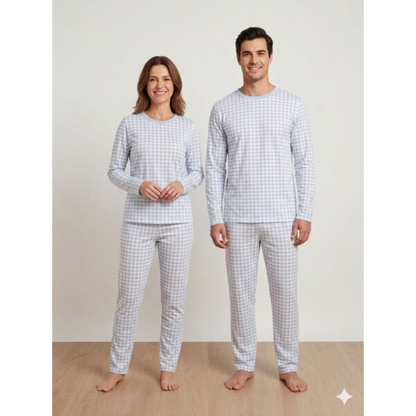Pijama Manga Longa Azul Bebê Suede