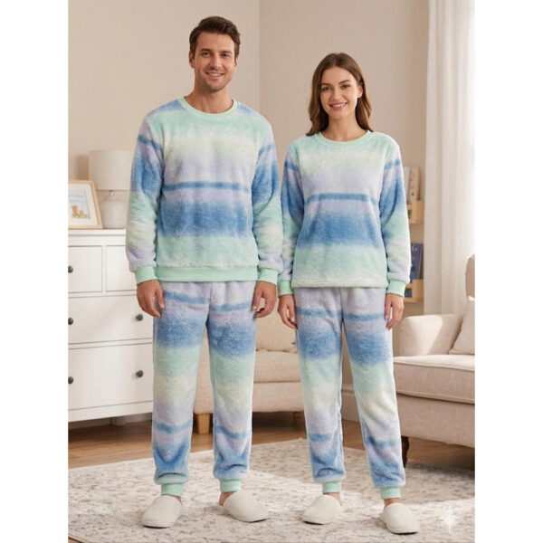 Pijama Manga Longa Fleece Azul/Verde
