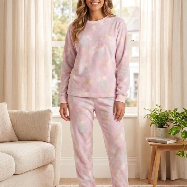 Pijama Manga Longa Fleece Rosa