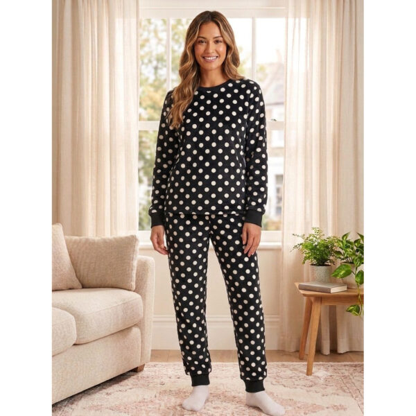 Pijama Manga Longa Fleece Poá